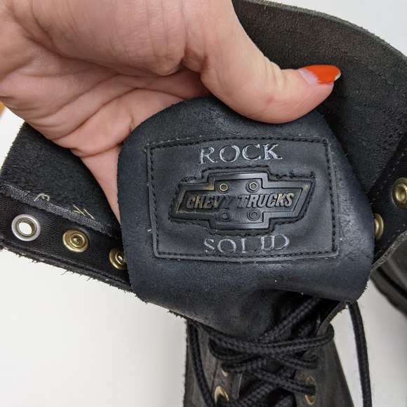 Vintage Chevy Trucks Black Leather Combat Boots - Picture 3 of 14